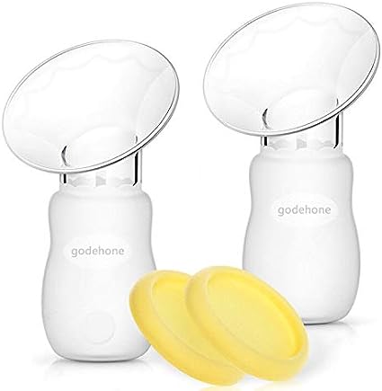 Silicone Breast Pump 2 Pack, Manual Breast Pump with Protective lid, Portable Milk Saver for Breast Feeding,100% Food Grade Silicone BPA Free(4oz/100ml)