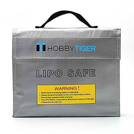 HOBBYTIGER Fire Resistant Bag LiPo Battery Safe Charging Storage Sack Fireproof Explosionproof Guard (Large Sack)