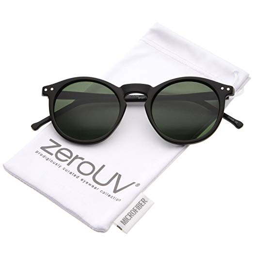 zeroUV - Retro Horn Rimmed Keyhole Nose Bridge P3 Round Sunglasses 48mm