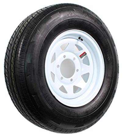 Wheels Express Inc 15" White Spoke Trailer Wheel with Radial ST225/75R15 Tire Mounted (6x5.5) Bolt Circle