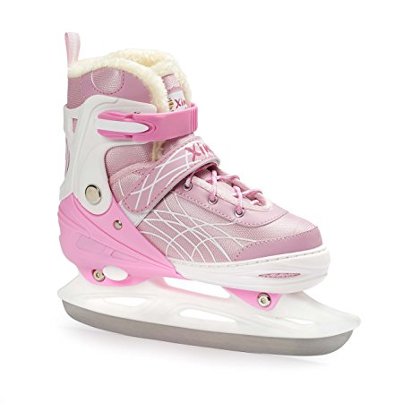H0LlDAY DEAL! - New Premium Adjustable Ice Skates for Girls and Boys, Two Awesome Colors - Blue and Pink, Super Comfortable Padding and Reinforced Ankle Support, Fun to Skate!