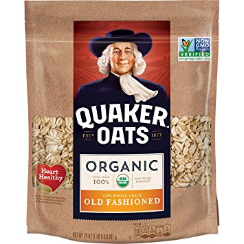 Quaker Organic Old Fashioned Oats Breakfast Cereal, Non-GMO Project Verified, 24 Ounce Resealable Bags, 4 Bags