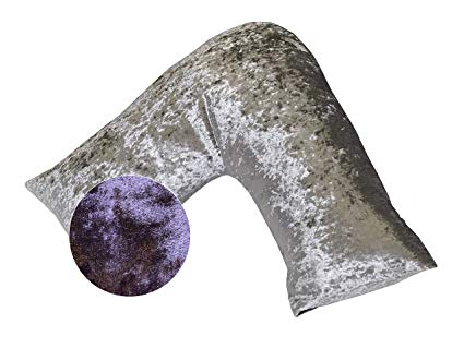 Bedding Direct UK V Shaped Support Pillow with Crushed Marble Velvet Pillowcase - Purple Grape