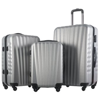 Merax® Luggage 3 piece ABS Material Suitcase Spinner Set