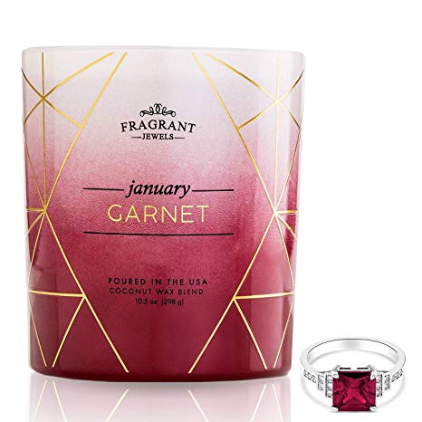 Fragrant Jewels Garnet January Birthstone Candle with Collectible Ring (Size 5-10)