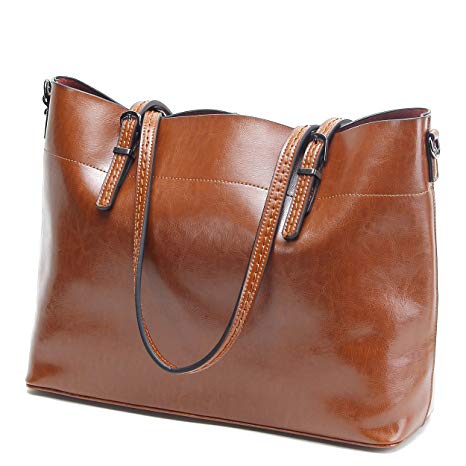 Large Genuine Leather Purse Women Crossbody Tote Handbags, Vintage Shoulder Bag Fit Laptop Up to 14.1’’