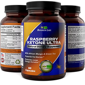 Pure Raspberry Ketones 500 mg - Weight Loss Supplements For Men And Women - Burn Belly Fat   Boost Metabolism & Immune System - Appetite Suppressant   Energy Booster By Biogreen Labs