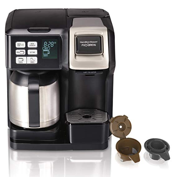 Hamilton-Beach (49966) Coffee Maker with Thermal Carafe, Single Serve & Full Coffee Pot, for Use with K Cups or Ground Coffee, Programmable