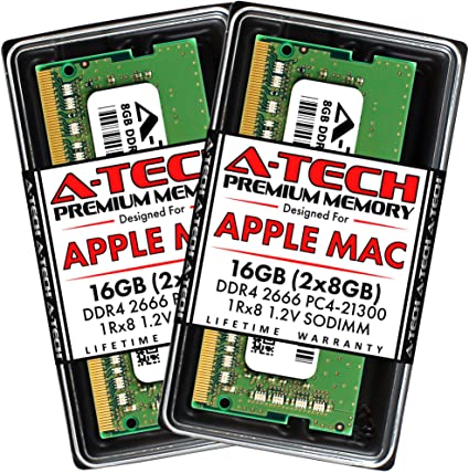 A-Tech 16GB (2x8GB) RAM for Apple 2019 iMac 27 inch Retina 5K, 2018 Mac Mini | DDR4 2666MHz PC4-21300 SO-DIMM 260-Pin CL19 1.2V Non-ECC Unbuffered Memory Upgrade Kit