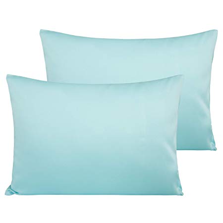 NTBAY 500 Thread Count Cotton Toddler Pillowcases, 2 Pack Travel Pillow Cases, 13 x 18 Inches, Aqua