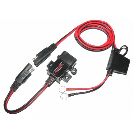 Motopower 0609A 3.1Amp Waterproof Motorcycle USB Charger Kit SAE to USB Adapter