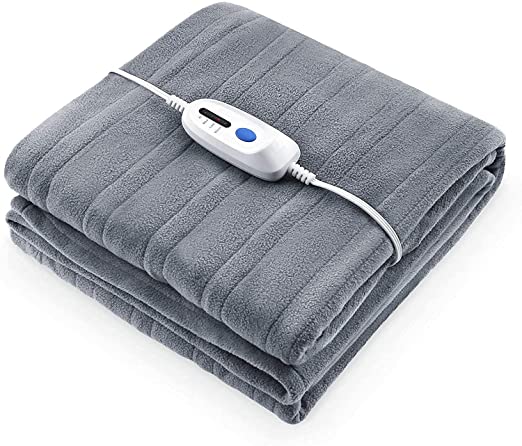 Electric Heated Blanket Twin Size 62'' x 84'' Polar Fleece Full Body Warming Premium Microfiber Sofa Blankets with Auto-Off 4 Temperature Settings Overheating Protection