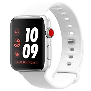 TiMOVO Compatible Band Replacement for Apple Watch 42mm 44mm, Silicone Replacement Sports Band with Watch Lugs for iWatch 42mm 44mm Series 4/3 / 2/1, White (Not fit 38mm 40mm Versions)