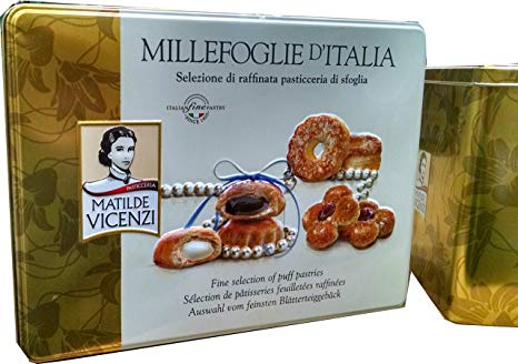 Matilde Vicenzi Millefoglie D'Italia - Authentic Italian Pasticcini - Fine Assorted Pastry Cookies with Soft Filled Centers, Imported From Italy – Beautiful Re-usable Tin – 660 grams/23.28 oz