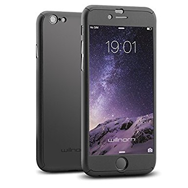 iPhone 6 Case, Willnorn [Norn One] Ultra Thin Full Body Coverage Protection Hard Slim iPhone 6 Case with Tempered Glass Screen Protector for Apple iPhone 6 4.7" (Black)