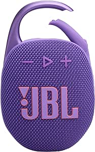 JBL Clip 5 - Ultra-Portable, Waterproof and Dustproof Bluetooth Speaker, Integrated Carabiner, Up to 12 Hours of Play, Made in Part with Recycled Materials (Purple)