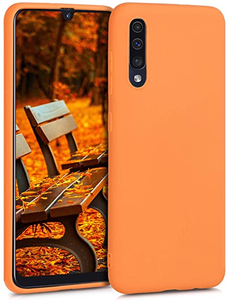 kwmobile TPU Silicone Case for Samsung Galaxy A50 - Soft Flexible Shock Absorbent Protective Phone Cover - Cosmic Orange