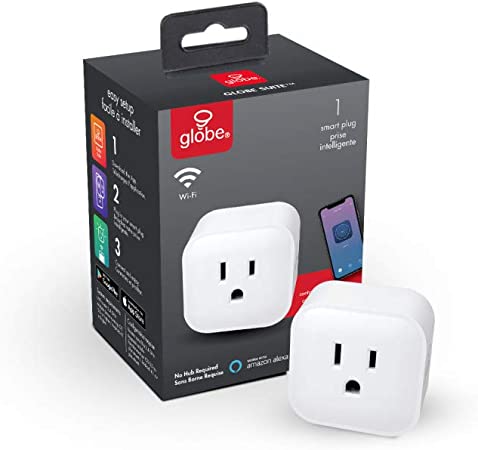 Globe Electric Collection Wi-Fi Smart Plug, No Hub Required, Voice Activated, 1 Grounded Outlet, White (1-Pack, 15A) 50114