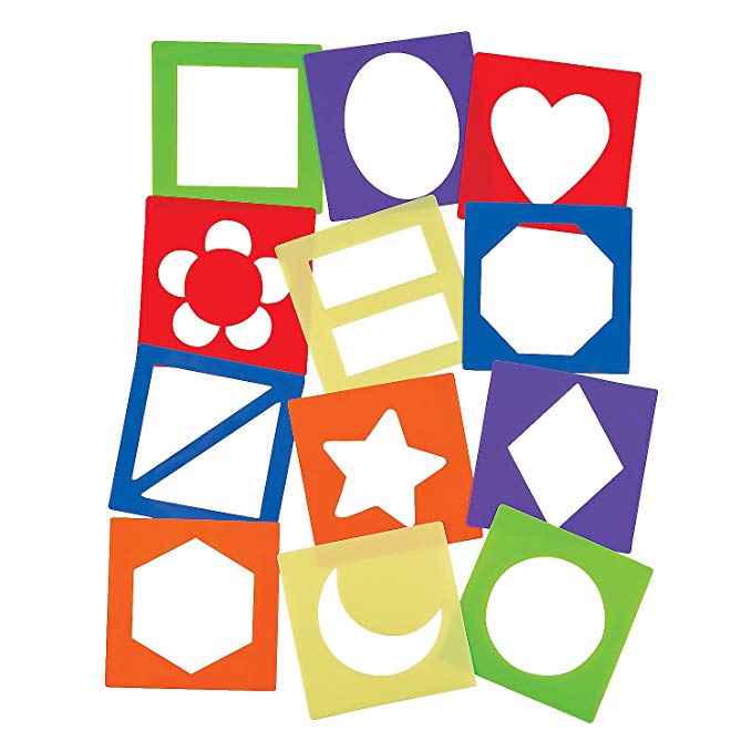 Fun Express - Simple Stencil Shapes - Stationery - Office Supplies - Classroom Supplies - 12 Pieces