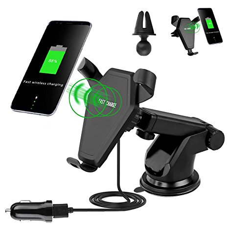 Fast Wireless Car Mount Charger,TRIPKY Gravity Linkage Fast Charging Air Vent Car Mount for iPhone X / 8 / 8 Plus, Samsung Galaxy Note 8 / S8 / S8 Plus / S7 / S6 Edge / Note 5,Qi Enabled Devices