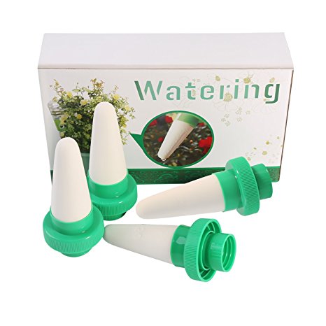 Most Easy-Use Plant Watering Device, 4 Pack Watering Stakes/ Spikes, Automatic Slow Release Vacation Plant Waterer Slow Release for Outdoor & Indoor Use