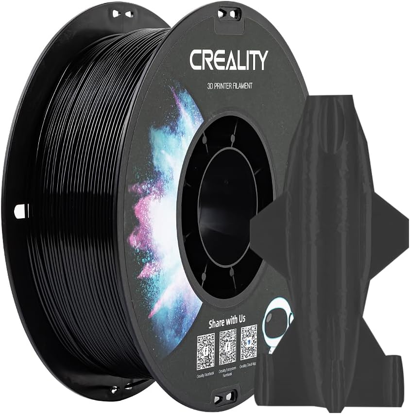 Creality PETG Filament 1.75, 3D Printer Filament, Excellent Toughness High Precision, Odorless Non-Toxic Moistureproof, 1kg(2.2lbs) Glossy 3D Printing Filament for 3D Printer (Black)