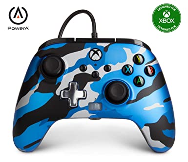 PowerA Enhanced Wired Controller for Xbox - Metallic Blue Camo, Gamepad, Wired Video Game Controller, Gaming Controller, Xbox Series X|S