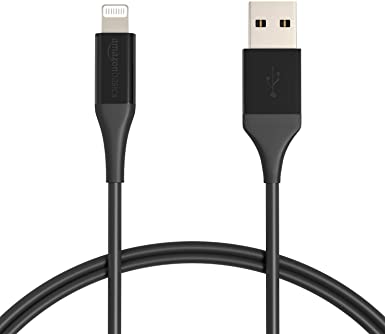 AmazonBasics Lightning to USB Cable - Advanced Collection, MFi Certified Apple iPhone Charger, Black, 3-Foot (Durability Rated 10,000 Bends)