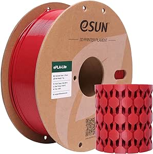 eSUN PLA Filament 1.75mm, High Toughness 3D Printer Filament Upgraded PLA Filament, Dimensional Accuracy  /- 0.03mm, 1KG Cardboard Spool (2.2 LBS) 3D Printing Filament for 3D Printers, Fire Engine Red