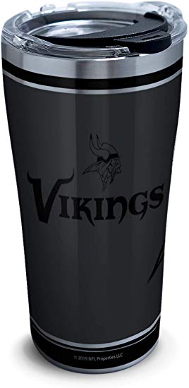 Tervis 1332195 NFL 100-Minnesota Vikings Stainless Steel Insulated Tumbler with Clear and Black Hammer Lid, 20 oz, Silver