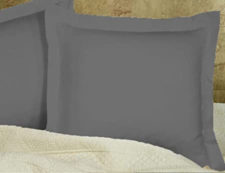 European Square Pillow Shams Set Of 2 Pillowcase Euro Shams 26x26 Dark Grey Pillow Covers Premium 600 TC European Pillow Shams 100% Egyptian Cotton ,Gorgeous Euro Size Decorative Pillow Cover/Cases