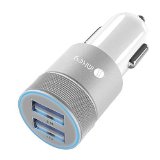 Car Charger IMKEY 21A Dual USB Port Rapid Car Charger Adapter for Apple iPhone iPad Samsung Google Nexus 7 HTC LG And More - Silver