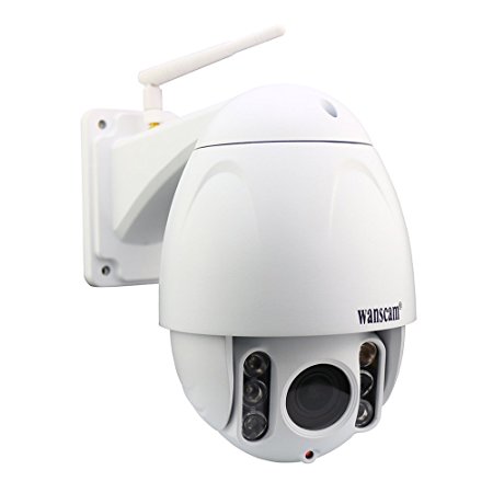 Wanscam PTZ Dome Camera IP Wireless WiFi Full HD 2.0 Megapixel 1080P(1920×1080),Night Vision,Waterproof,5X Optical Zoom,Built in 16GB TF Card.