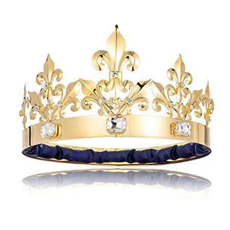 DcZeRong Adult Men King Crown Birthday Crown Big Size Crown Prom King Crown Homecoming King Rhinestone Crown Large Size King's Crowns Gold
