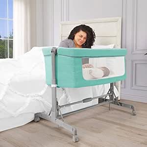 Zimal Bassinet and Bedside Sleeper in Mint, Lightweight and Portable Baby Bassinet, Breathable Mesh Panels, Easy to Fold and Carry Travel Bassinet, JPMA Certified