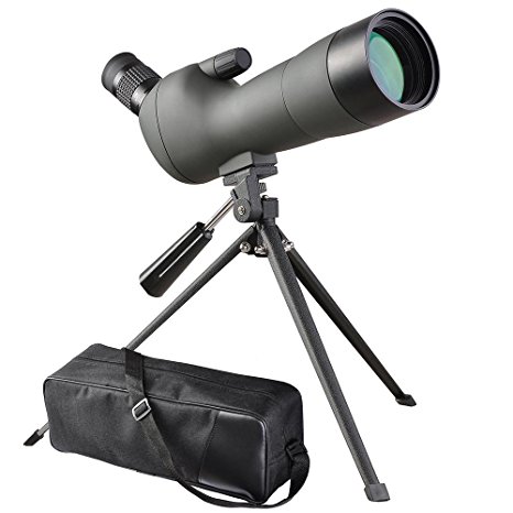 AW 20-60x60mm Zoom Angled Spotting Scope Monocular Telescope Angled Eyepiece Waterproof with Tripod & Soft Case