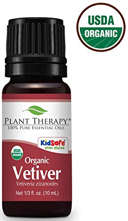 Plant Therapy Vetiver Organic Essential Oil 10 mL (1/3 oz) 100% Pure, Undiluted, Therapeutic Grade