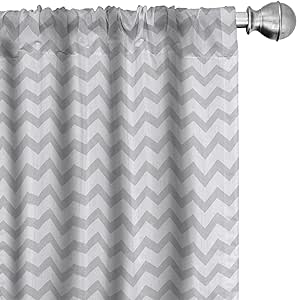 Ambesonne Grey and White Window Curtains Pack of 2, Chevron Pattern Zigzag Geometrical Arrow Lines Stripes Abstract Print, Lightweight Set with Rod Pocket, 4 Panels of - 28" x 84", Grey White