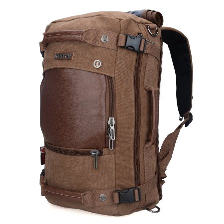 Doleesune Witzman Men's Vintage Duffle Bags for Men Canvas Shoulder Outdoor Travel Backpack A2020 (Brown)