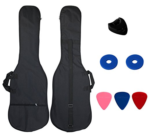 YMC 46-Inch Waterproof Dual Adjustable Shoulder Strap Electric Bass Guitar Gig Bag 5mm Padding Backpack with Accessories(Picks, Pick holder, Strap Lock) --For 43" &46" Full Size Bass Guitar