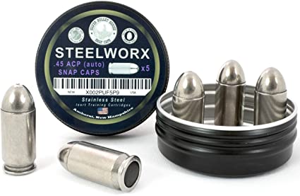 Steelworx 45 ACP (Auto) Stainless Steel Snap Cap Training Round