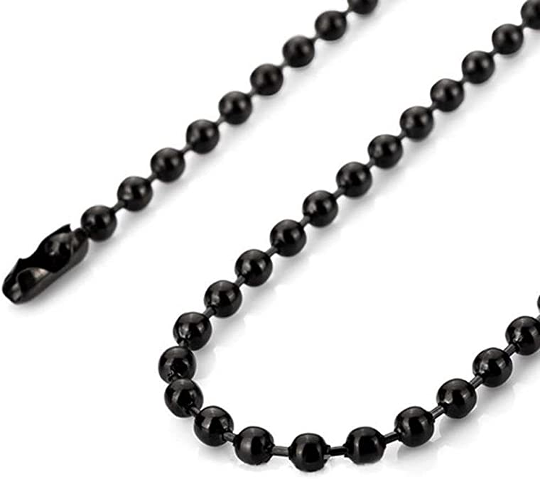 Sandra Mens Jewelry 1.5mm-4.5mm 18"-40" Black Stainless Steel Bead Chain Necklace
