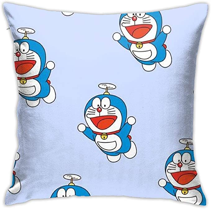 Meirdre Pillowcase Flying Little Doraemon Decorative Throw Pillow Covers Cushion Cover for Home Sofa 18 X 18 Inch