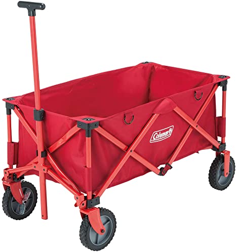 Coleman 2000035214 Collapsible Camping, Foldable Pull Wagon, 4 Wheel Festival Trolley, Portable Hand Cart, 106 x 53 x 100cm, Red