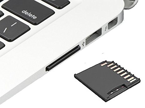 MicroSD Adapter for MacBook Air / Pro / DELL XPS13 memory storage extension Black - Doesn't Stick Out