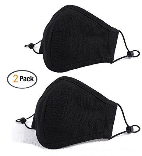 Anti Flu-Saw Dust Mouth Masks 2 PacksThick 3-Layer Combed Cotton Mouth Mask Protection Pollution Anti Dust Face Mouth Mask Adjustable Nose Bridg,Black Face Mask for Women Man Cycling Camping Travel