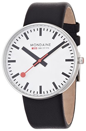 Mondaine Men's Quartz Watch with White Dial Analogue Display and Black Leather Strap A660.30328.11SBB