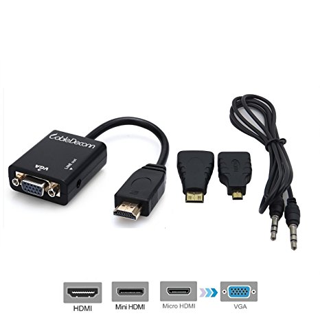 CableDeconn 3 in1 HDMI Male To VGA Female   Micro HDMI to HDMI adapter   Mini HDMI to HDMI adapter cable With Audio output convertor Cable
