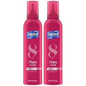 Suave Mousse, Max Hold 8 – Volumizing Hair Mousse for Fine Hair, Wavy & Curly Hair Care, Moisturizing & Nourishing Volume Mousse Hair Foam, 9 Oz (Pack of 2)