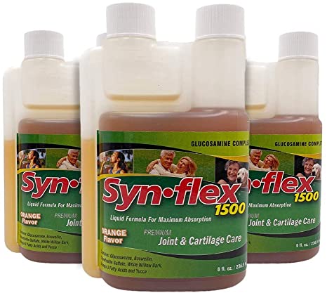 Synflex America 1500 Liquid Glucosamine Juice Formula - Helps Support Joint, Cartilage Health - Chondroitin Sulfate Drink Supplement for Men, Women - Mandarin Orange Flavor, 8fl oz/236.5ml (Pack of 3)